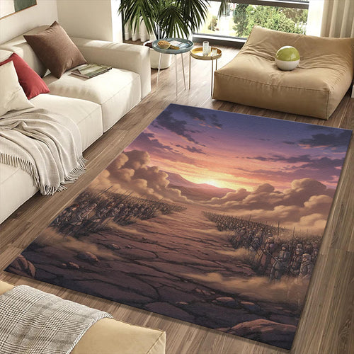 Epic Battle Fantasy Rug Anime War Scene Area Mat Medieval Knight