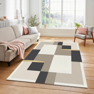 Modern Geometric Rug Minimalist Bauhaus Area Mat Gold Accent
