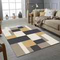 Modern Geometric Block Rug Bauhaus Minimalist Area Mat Mustard