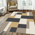 Modern Geometric Block Rug Bauhaus Minimalist Area Mat Mustard