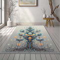 Futuristic Technology Tree Rug Cyber Organic Circuit Board Area