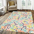 Modern Doodle Art Rug Colorful Abstract Scribble Area Mat Playful