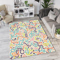 Modern Doodle Art Rug Colorful Abstract Scribble Area Mat Playful