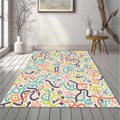 Modern Doodle Art Rug Colorful Abstract Scribble Area Mat Playful