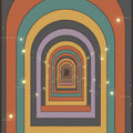 Retro Infinity Arch Rug Mid Century Modern Area Mat Groovy 70s