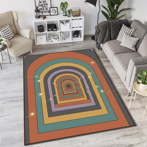 Retro Infinity Arch Rug Mid Century Modern Area Mat Groovy 70s