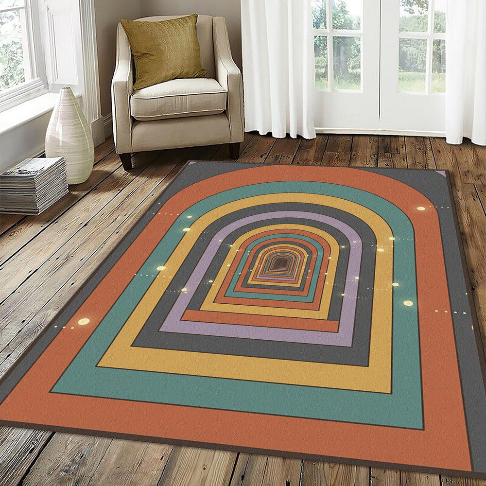 Retro Infinity Arch Rug Mid Century Modern Area Mat Groovy 70s