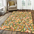 Modern Abstract Kitchen Rug Colorful Foodie Area Mat Orange and