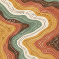 Abstract Earth Tone Wavy Rug Mid Century Modern Organic Area Mat