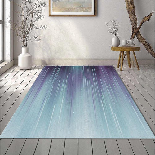 Dreamy Abstract Vertical Line Rug Teal and Purple Aurora Area Mat