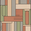 Modern Geometric Rug Terracotta and Sage Green Abstract Area Mat