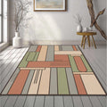 Modern Geometric Rug Terracotta and Sage Green Abstract Area Mat