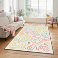 Pastel Doodle Art Rug Playful Nursery Scribble Area Mat Cute