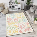 Pastel Doodle Art Rug Playful Nursery Scribble Area Mat Cute