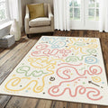 Pastel Doodle Art Rug Playful Nursery Scribble Area Mat Cute