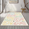 Pastel Doodle Art Rug Playful Nursery Scribble Area Mat Cute