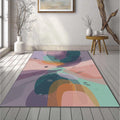 Modern Abstract Layered Rug Colorful Organic Shapes Area Mat Teal