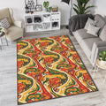 Modern Foodie Kitchen Rug Abstract Cooking Pattern Area Mat Red