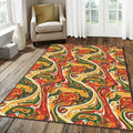 Modern Foodie Kitchen Rug Abstract Cooking Pattern Area Mat Red