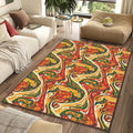 Modern Foodie Kitchen Rug Abstract Cooking Pattern Area Mat Red