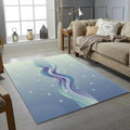 Dreamy Abstract Flow Rug Ethereal Blue and Purple Area Mat Cosmic