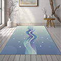 Dreamy Abstract Flow Rug Ethereal Blue and Purple Area Mat Cosmic