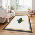 Minimalist Geometric Rug Abstract Green Oval Area Mat Modern Zen