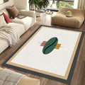 Minimalist Geometric Rug Abstract Green Oval Area Mat Modern Zen