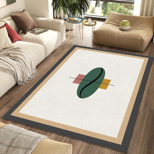Minimalist Geometric Rug Abstract Green Oval Area Mat Modern Zen