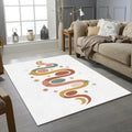 Minimalist Boho Celestial Rug Abstract Earth Tone Moon and Stars