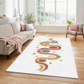 Minimalist Boho Celestial Rug Abstract Earth Tone Moon and Stars