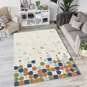 Modern Abstract Geometric Rug Mid Century Minimalist Decor