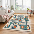 Geometric Rug Mid Century Modern Area Mat Retro Diagram Decor