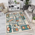 Geometric Rug Mid Century Modern Area Mat Retro Diagram Decor