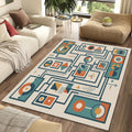 Geometric Rug Mid Century Modern Area Mat Retro Diagram Decor