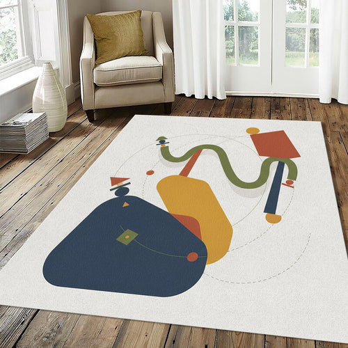 Modern Abstract Geometric Rug Mid Century Minimalist Decor