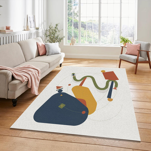 Modern Abstract Geometric Rug Mid Century Minimalist Decor