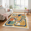Modern Abstract Wavy Rug Mid Century Modern Area Mat Fluid Line
