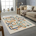 Mid Century Modern Circuit Rug Bauhaus Geometric Area Mat Retro