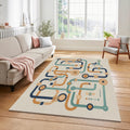 Mid Century Modern Circuit Rug Bauhaus Geometric Area Mat Retro