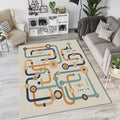 Mid Century Modern Circuit Rug Bauhaus Geometric Area Mat Retro
