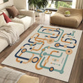 Mid Century Modern Circuit Rug Bauhaus Geometric Area Mat Retro