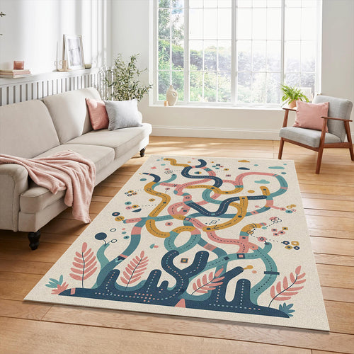 Pastel Kids Play Rug Interactive Maze Activity Mat Scandi Nursery