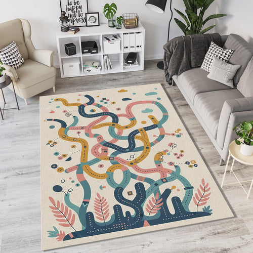Pastel Kids Play Rug Interactive Maze Activity Mat Scandi Nursery