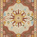 Boho Sun Hamsa Rug Spiritual Terracotta Area Mat Modern Mystic