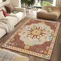 Boho Sun Hamsa Rug Spiritual Terracotta Area Mat Modern Mystic