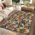 Maximalist Botanical Rug Abstract Leaves Area Mat Modern Boho
