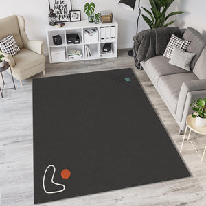 Minimalist Abstract Rug Dark Grey Anthracite Area Mat Modern