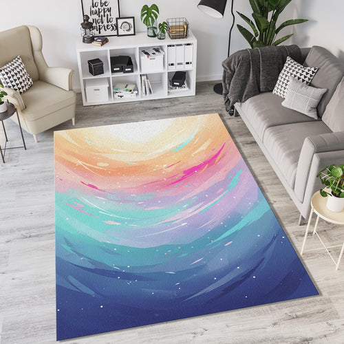 Pastel Abstract Rug Dreamy Galaxy Area Mat Colorful Aura Light