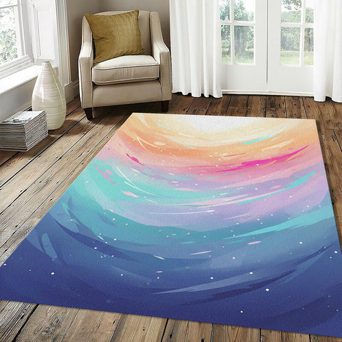 Pastel Abstract Rug Dreamy Galaxy Area Mat Colorful Aura Light